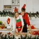 Toulite 36 Pcs Christmas Elf Aprons and Elves Headband Sets Bulk Elf Costume Headwear for Christmas Party (Red)