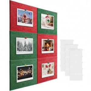 Pangda 6 Pcs Christmas Cork Boards 24" x 36" Red Green Felt Wall Tiles with Glue Christmas Wall Bulletin Board Tiles Decor Message Memos Photo Display Boards for Xmas Home Office Classroom School Pack of 2