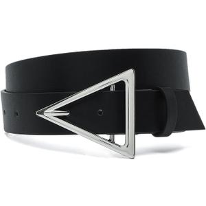 HOTWILL Belts for Women Jeans Dress Fashion Wide Waist Belt with Bronze Triangle Buckle (Large: fits waist from 34"-37", Silver)