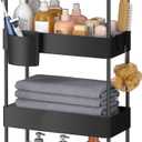 Slim Storage Cart with Wheels - Bathroom Cart Organizer Storage, 4 Tier Rolling Carts for Bathroom, Laundry Room, Kitchen, Narrow Space, Black 