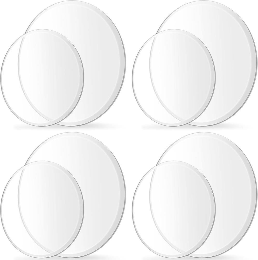 Relaxweex 8 Pcs Circular Cutting Pads for Die Cutting Machine Clear Polycarbonate Plastic Cut Plates Transparent Cut Pads for Embossing Accessory DIY Scrapbooking Paper Crafting, 3.5 Inch 5 Inch