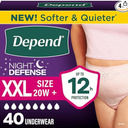 Depend Night Defense Incontinence Underwear for Women (XXL, 40 Count)