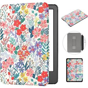 MonsDirect Compatible with Kindle Paperwhite 5th/6th/7th Generation Case 6" (Fits All 2012, 2013, 2015, 2016 Versions), Hand Strap Smart Auto Sleep/Wake&Magnetic Closure for Kindle Paperwhite, Floral