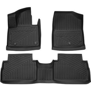 Powerty Floor Mats for 2021-2023 Hyundai Santa Fe 5 Seats (ONLY Hybrid), Custom Fit for Hyundai Santa Fe Accessories, 3D TPE All Weather Car Mats 1st & 2nd Row Heavy-Duty Floor Liners