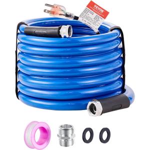 VEVOR 30ft Heated Water Hose for RV, Heated Drinking Water Hose Antifreeze to -45F, Automatic Self-regulating, 5/8" I.D. with 3/4" GHT Adapter, Lead and BPA Free