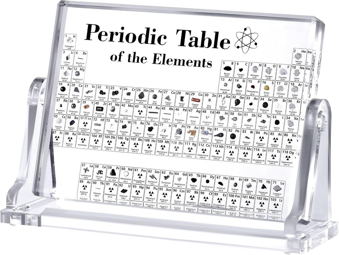 HeiMma Acrylic Periodic Table with Real Elements InsideSize: 6.7 * 4.7, Valentines Day Gift for Kids for Science Lovers Science Teacher Student