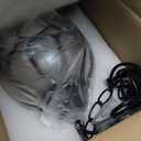 SLAWA Outdoor Pendant Light For Porch Farmhouse Exterior Hanging Lights With Adjustable Chain Anti-Rust Aluminum With Ball Amber Glass Waterproof Pendant Lantern For Front Door Entry Villa Gazebo Yard (Small-7" x 13", Black)