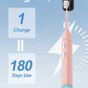 7MAGIC Sonic Electric Toothbrush for Adults and Kids - Up to 180 Days Runtime, 42000 VPM Powered Toothbrush, 5 Modes & 3 Intensities for Sensitive Teeth & Braces, Includes 8 Brush Heads, Pink