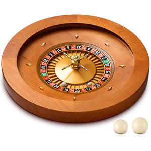 Leyndo 20 Inch Wooden Roulette Wheel with 4 Roulette Balls Casino Grade Precision Bearings Roulettes Wheel Turntable Leisure Table Games for Home Professional Use Night Party Game(Classic Pro)