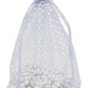 100-Pack 6x8 in Sheer Organza Gift Bags with Drawstring (Large) - Polka Dot (Silver/White) - for Wedding Party Favors, Treats Mesh Pouch by The Display Guys
