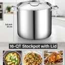 Cooks Standard 18/10 Stainless Steel Stockpot 16-Quart, Classic Deep Cooking Pot Canning Cookware with Stainless Steel Lid, Silver
