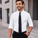 Alimens & Gentle Stretch Mens Dress Shirts Slim Fit Long Sleeve Casual Skinny Muscle Fit Wrinkle Free Button Down Shirt (L)