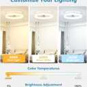 VOLISUN Low Profile Ceiling Fans with Lights and Remote, Ceiling Fan with Light Flush Mount, No Assembly, 3000K-6500K Dimmable, White Fandelier Ceilings Fans with Lights for Bedroom, 20 Inch
