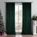 Drapenova102 Inches Long Green Velvet Curtains for Bedroom Living Room Eelgant Pinch Pleated Room Darkening Thermal Insulated Drapes with Hooks & Back Tab,Christmas Green Decorative Curtain 2 Panels