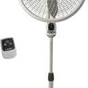 Lasko Cyclone Pedestal Fan, Adjustable Height, Remote Control, Timer, 3 Speeds, for Bedroom, Kitchen, Office and Living Room, 18", White, 1885, Large