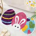 Easter Eggs Bath Mat Washable Rug Bathroom Mat Doormat Carpet Non-Slip Absorbent Soft Tufted Fluffy Rug for Bathroom Bedroom Living Room Spring Bathroom Decor Easter Decoration 31.5''x 17.1''