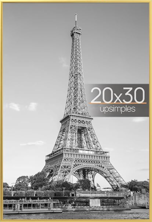 upsimples 20x30 Poster Frame, Easy Slide-In Assembly, Gold