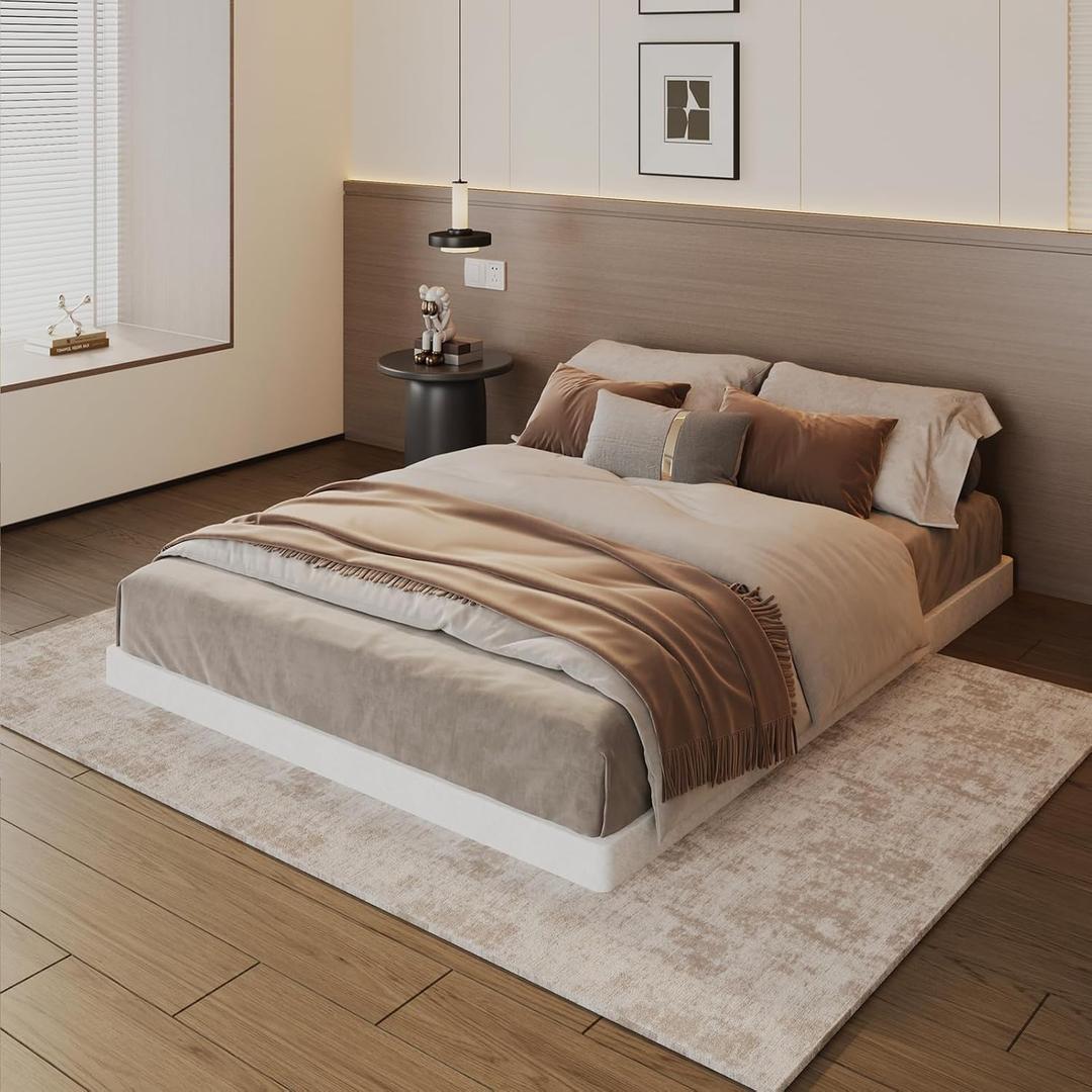 King Size Box Spring 3 Inch Heavy Duty Metal Bed Base with Fabric Cover, 3000LBS Max Weight Capacity, Noise Free, Easy Assembly