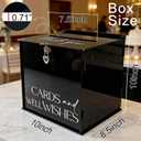 Black Acrylic Card Box with Lock & Slot, Gothic Wedding Card Boxes for Reception, Elegant Money Envelop Gift Cards Box for Party Wedding Birthday Baby Shower Graduation Table Decor
