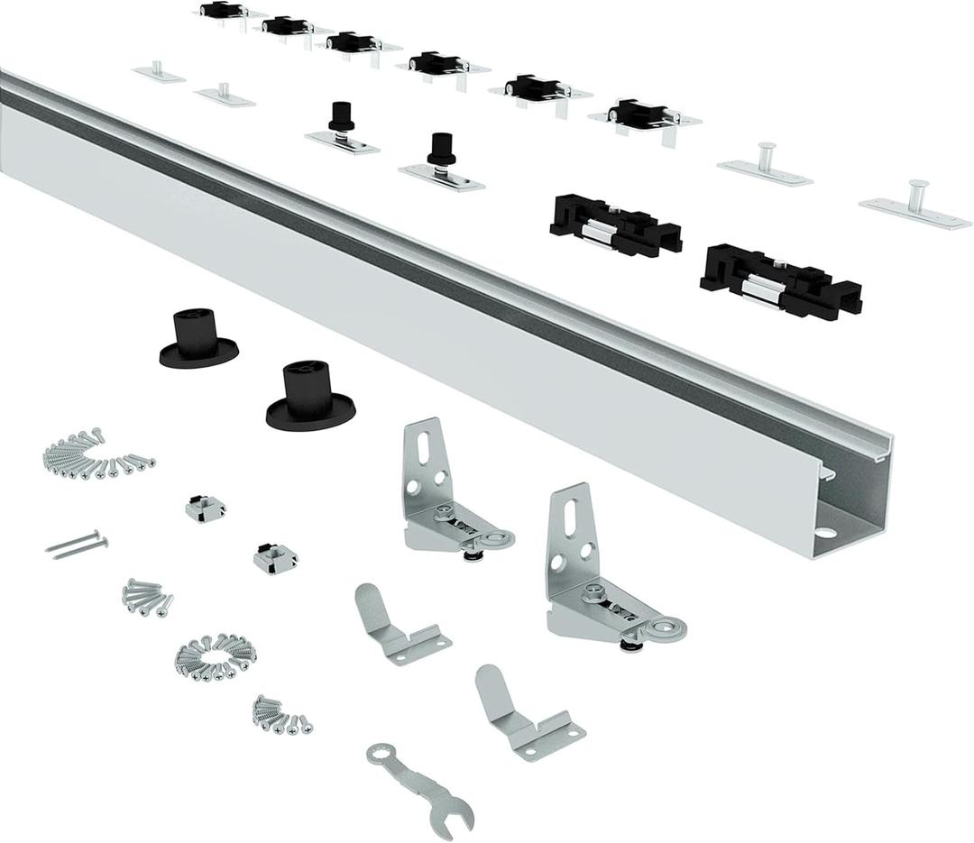 JUBEST 72" Bifold Door Hardware, Top Mounted Bi fold Door Hardware Kits, Closet Door Hardware for Inside Door, Bathroom, Cabinet, 4 Doors System (NO Doors Include)