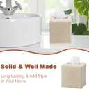 Twill Texture Tissue Box Cover Square, Resin Facial Tissue Holder Covers Square Cube Tissue Box Holder with Open Bottom for Bathroom Vanity Tops, Bedroom Dressers, Kitchen Countertop, Travertine Beige