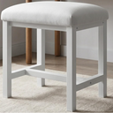 Vanity Stool, Cushioned Makeup Stool, Small Upholstered Vanity Chair for Bedroom, Bathroom & Dressing Room, Easy Assembly Footstool, White (15.75" L x 9.25" W x 16.93" H)