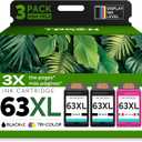 TESEN 63XL Ink Cartridge 2-Pack Black and Color Replacement for HP Ink 63 HP63 XL Compatible for HP 4650 5258 5200 3830 5255 4655 4652 5252 3630 36341112 4510 4520 Printer Display Ink Level