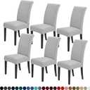 Joccun Chair Covers for Dining Room Set of 6,Dining Chair Slipcovers Stretch Dining Room Chair Covers Seat Protector,Washable Parsons Chair Cover for Home,Hotel,Banquet(Silver,6 Pack)