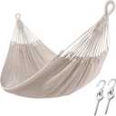 ZEAN Handwoven Hammock by Thick Cotton Rope XXL Two Person Hammock for Outside, Patio Backyard Garden 550LB Capacity