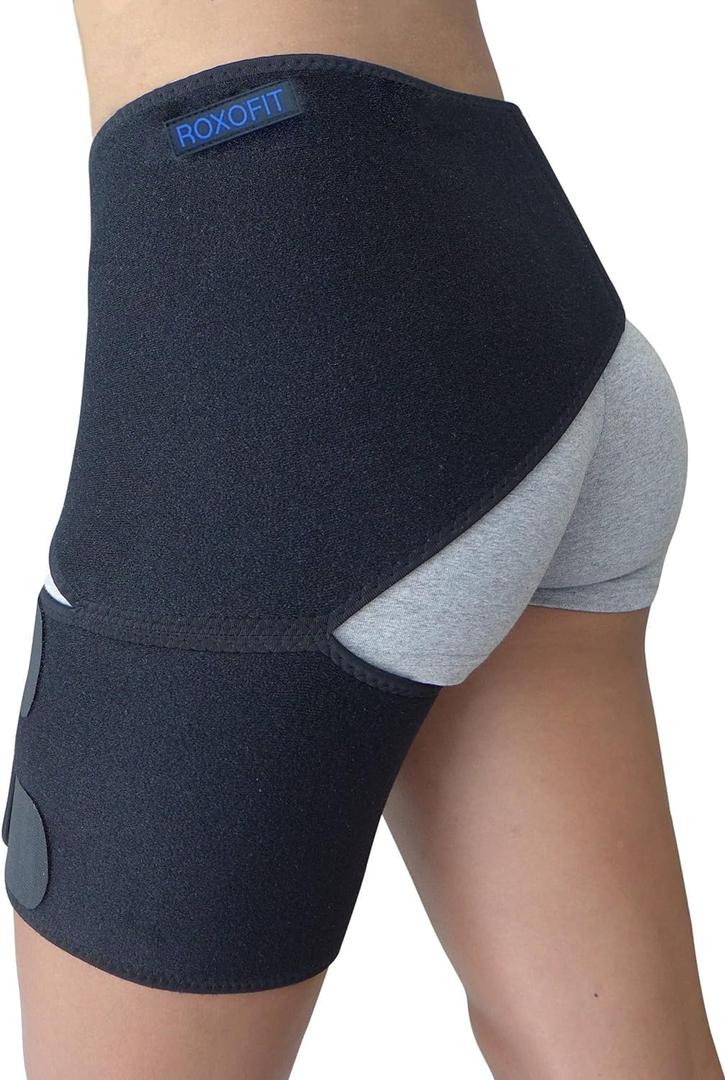 Hip Brace for Sciatica Pain Relief - Compression Support Wrap for Thigh Injury, Pulled Groin Muscles, Lower Back Pain, Hip Fler Strain, Hamstring Pull, Sacroiliac SI Joint, Sciatic Nerve, Labral Tear - Stabilizer for Men, Women (Black)