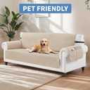 CUCRAF Non Slip Quilted Sofa Cover, Water Resistant Slipcover Furniture Protector for 2 Cushion Sofa Pet Friendly, Washable Couch Cover with Adjustable Elastic Straps (Medium Loveseat, Beige)