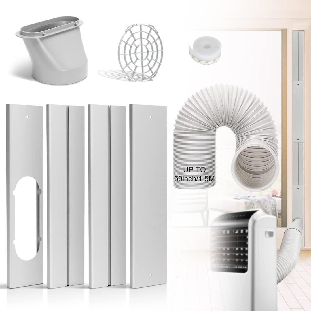 Portable Air Conditioner Window Door Kit with 5.9Exhaust Hose, Universal Adjustable Window Seal,Sliding AC Vent Kit for Horizontal or Vertical Windows, Window Kit with 1.5M Hose