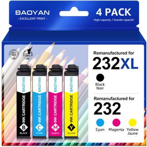 232XL Ink Cartridges for Epson Printer Remanufactured for Epson 232 Ink Cartridge Combo Pack for Expression Home XP-4200 XP-4205 Workforce WF-2930 WF-2950 XP4200 WF2950 (Black Cyan Magenta Yellow)