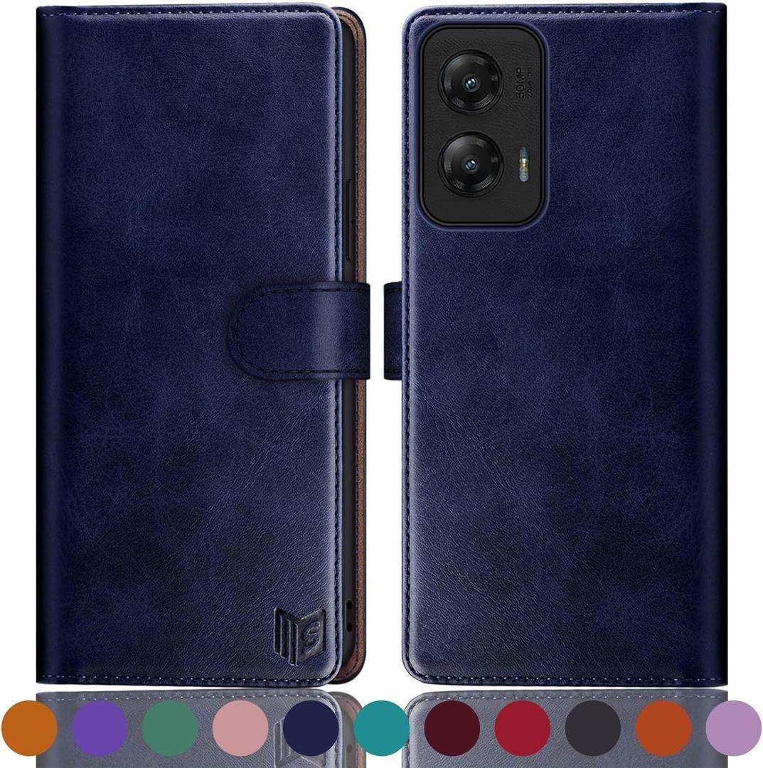 SUANPOT for Moto G Stylus 5G 2024 Wallet case with RFID Blocking Credit Card Holder,Flip Book PU Leather Protective Cover Women Men for Stylus 5G 2024 Phone case Blue