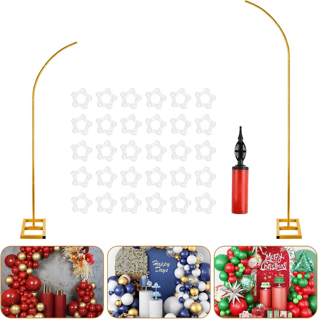 7.2ft and 5.9ft Half Balloon Arch Stand Kit with Heavy Duty Base, Comes with 8 Water Filling Bags - Metal Frame for Weddings, Birthdays, Party Backdrop Decoration.