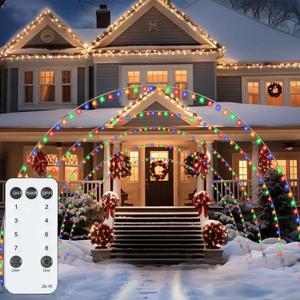 Brightown 3 Pack Christmas Archway Outdoor,24FT 300LEDs Christmas Light Arch with 8 Light Modes, Simple and Easy Assembly, Customizable & Reusable,Mulit-Color