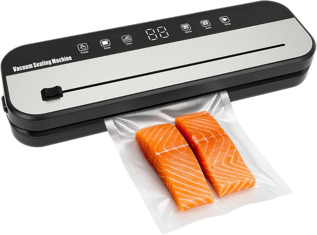 Vacuum Sealer Machine for Food Storage, Built-in Cutter, Dry & Moist Modes, Includes Vacuum Hose for Jars, Compact and Portable Design