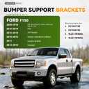 ALMULOO Front Bumper Brackets Set Mounting Compatible with 2009-2014 Ford F-150 F150 Support Brackets Replacement for 9L3Z17B984A FO1067180 9L3Z17B985A FO1066180 Steel Left and Right