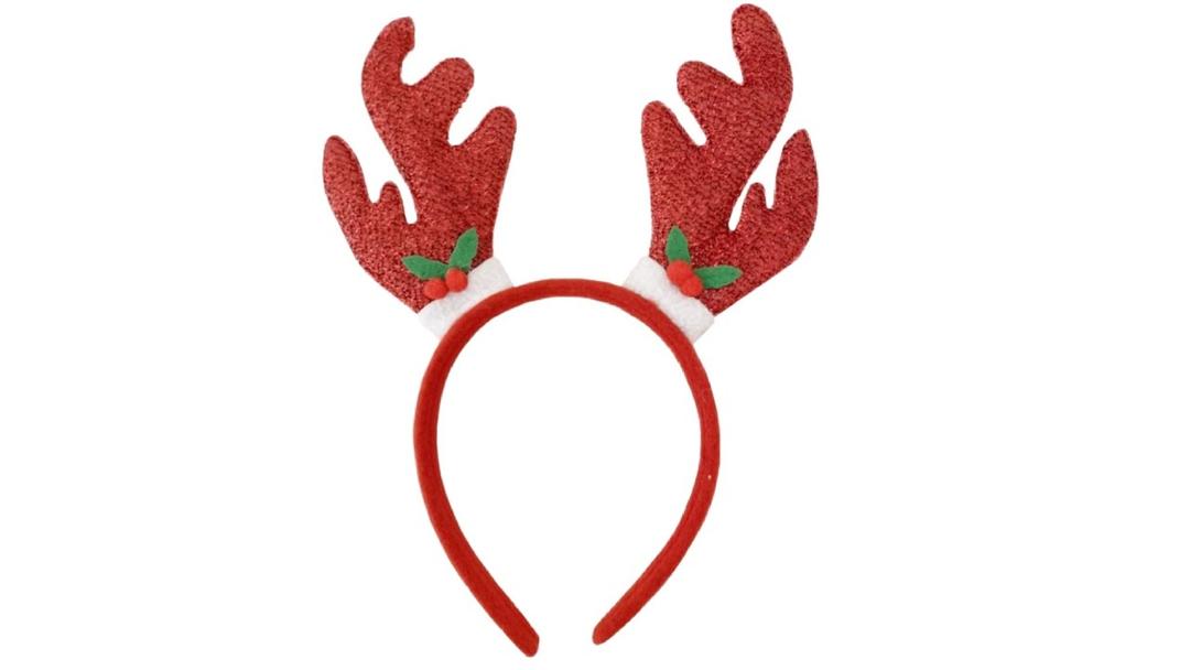 Abxqa Christmas Headband - Glitter Christmas Headbands for Women - Red Sequin Reindeer Antlers Headband for Winter Party Decorations - Dress Accessories - Cosplay Costume Pack Of 3