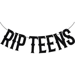 Black Glitter Rip Teens Banner, Fareweel Sweet Youth/Happy 20th Birthday, Funny Goodbye Teen Years 20th Birthday Party Decorations Supplies