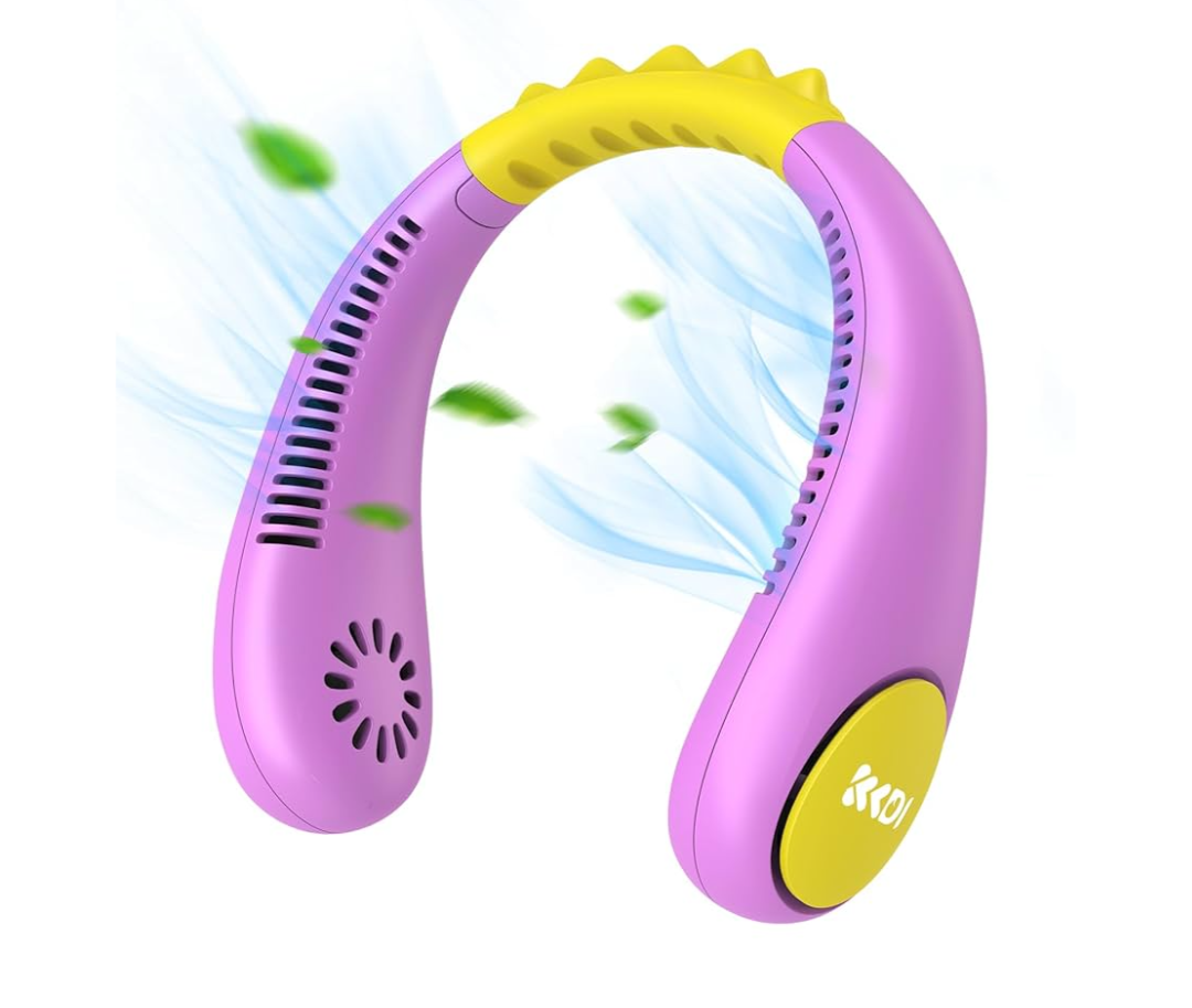 Kids Neck Fan, Portable Bladeless Fans for Kid 4-14Y Girls & Boys, 2600mAh USB Personal Mini Cooling Fan for Travel/Camping/Study, 4 Speeds, Lightweight, Compact, Perfect Summer Gifts for Kids (Pink)