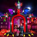Lorvain 10ft Halloween Inflatable Arch for Outdoor Decoration, Halloween Three-Headed Dragon with Wings, Large Claws, Built-in LED Lights for Home Yard Decor