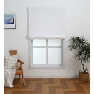Everyday Celebration Linen Blend Cordless Roman Blinds – Light Filtering Pull Down Window Treatment for Home, Indoor Shades & Blinds (31x64 White)