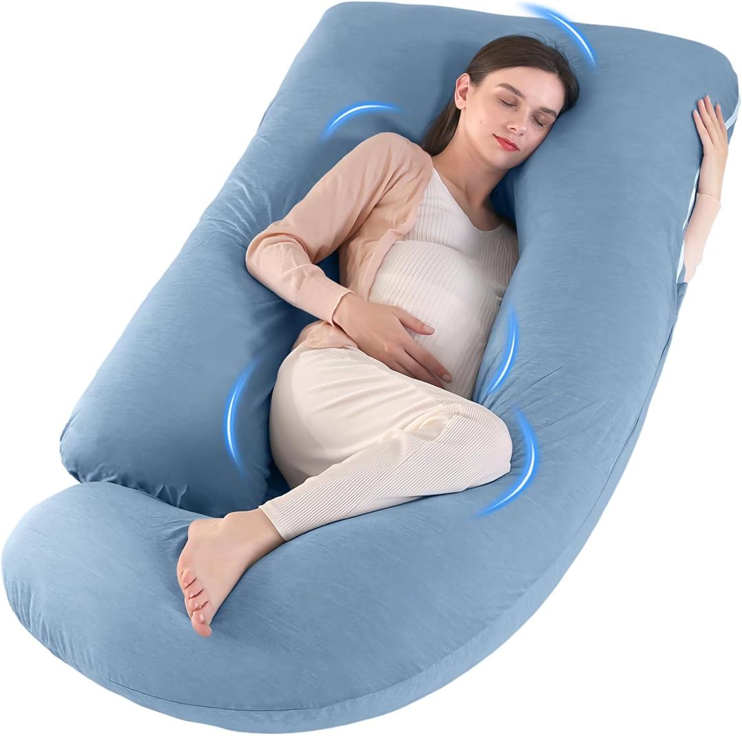 U-Shaped Pregnancy Pillow for Sleeping, Full Body Support for Back, HIPS & Belly - 65 Inch Maternity Pillow with Machine Washable Cover | Maternity Essential