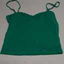 ForeFair Women Y2K Sweetheart Neck Sleeveless Crop Tank Tops Backless Spaghetti Strap Pleated Bustier Camis Going Out Top (Medium, Green)