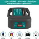 2 x 2 Pack USB Charger Adapter Compatible with Dewalt 20V Battery with USB Socket & Type-C Fast Charging (Adapter Only,Not Made in Dewalt)