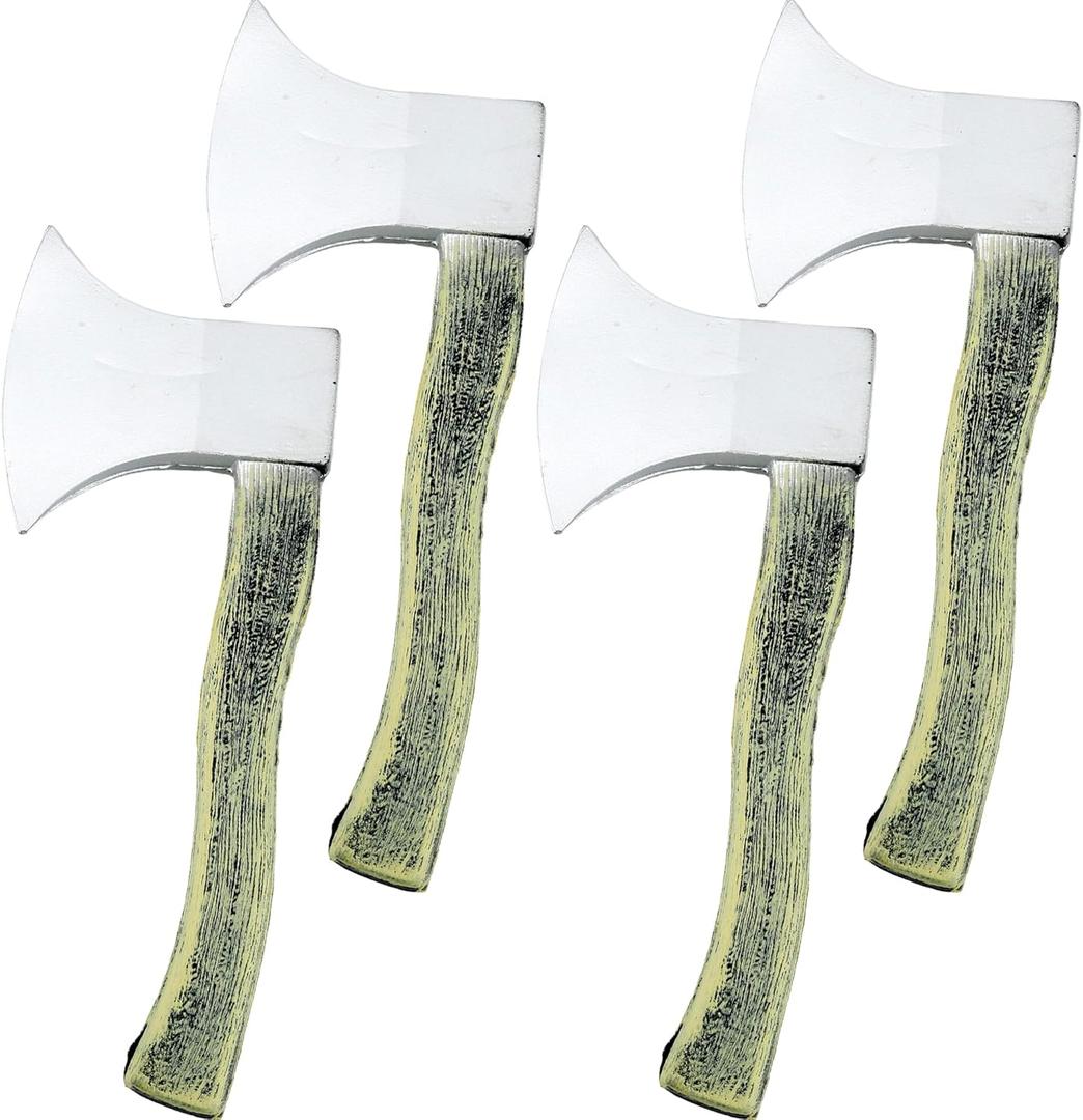 4 Pack Halloween Foam Axe Toy Fake Hatchet Realistic Props for Lumberjack Butcher Halloween Costume Weapon Party Supplies (Color Set 2)