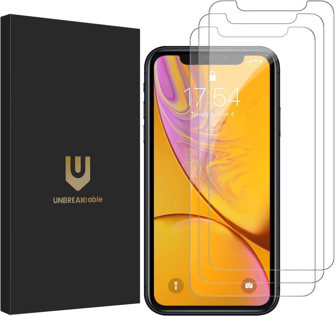 UNBREAKcable Shatterproof Tempered Glass Screen Protector for iPhone 11/ iPhone XR [3-Pack] [Easy Installation Frame] [9H Hardness] [99.99% HD Clear][Bubble Free] for Apple 6.1''