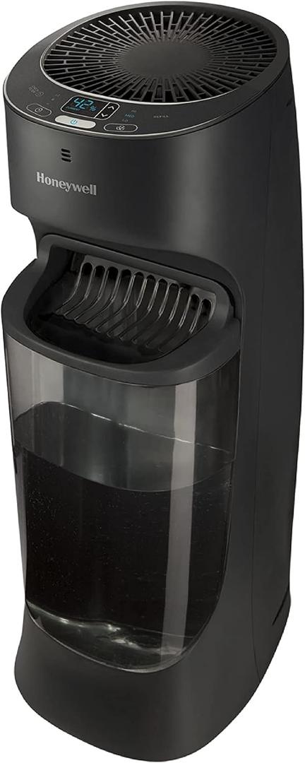 Honeywell Top Fill Tower Humidifier, Digital Humidistat, Black Cool Mist Humidifiers for Bedroom, Home or Office with Space-Saving Tower Design