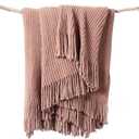 lifein Pink Throw Blanket for Couch, Soft Boho Decor Bed Throw,Cozy Chenille Knitted Small Farmhouse Lightweight Throw for Spring(Pink,50 * 60")
